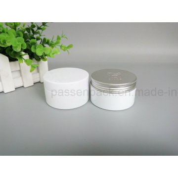 White Pet Plastic Packaging Jar avec un bouchon en plastique et en aluminium (PPC-75)